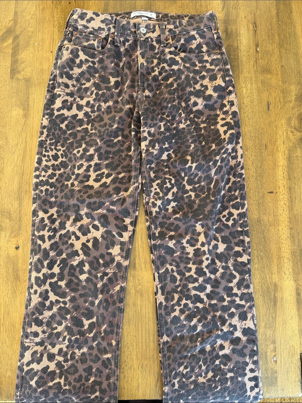 Abercrombie & Fitch Leopard Denim Pants - Brown & Black
